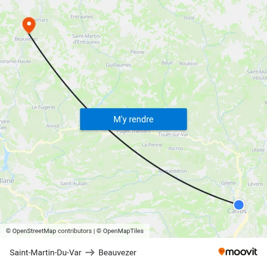 Saint-Martin-Du-Var to Beauvezer map