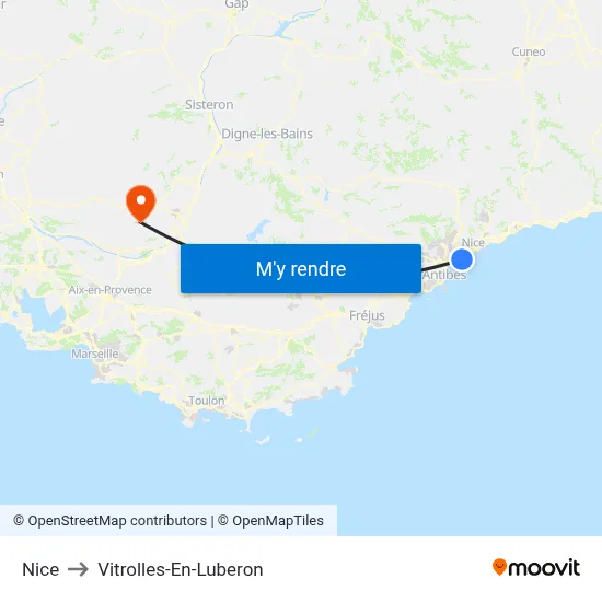 Nice to Vitrolles-En-Luberon map