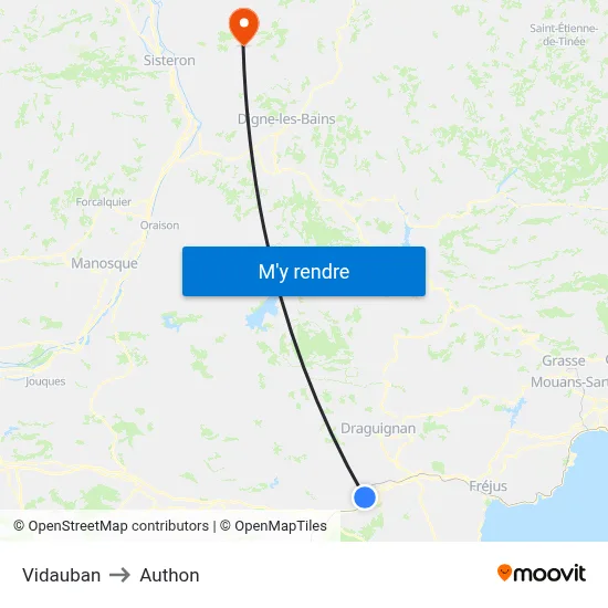 Vidauban to Authon map