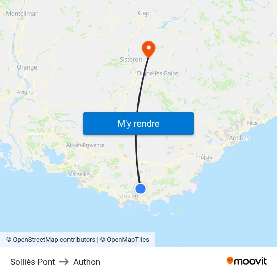 Solliès-Pont to Authon map