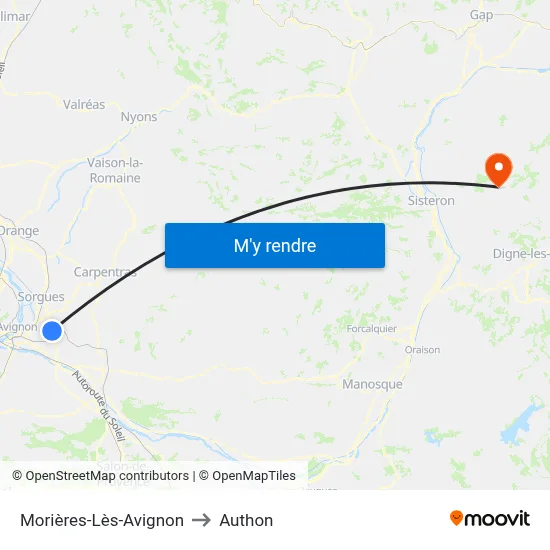 Morières-Lès-Avignon to Authon map