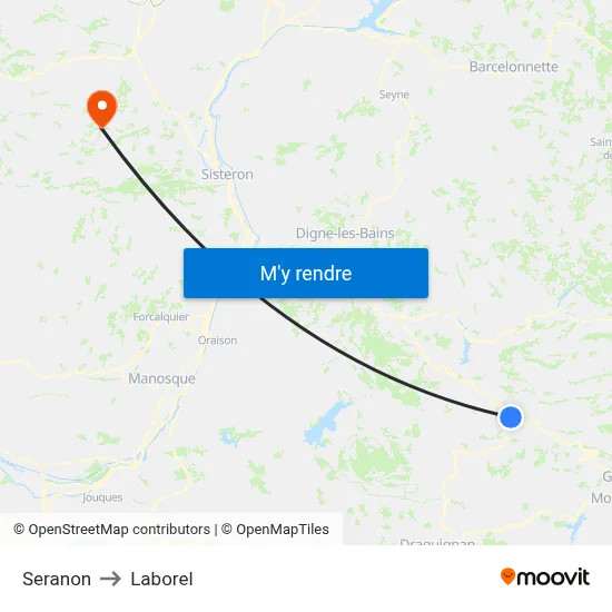 Seranon to Laborel map