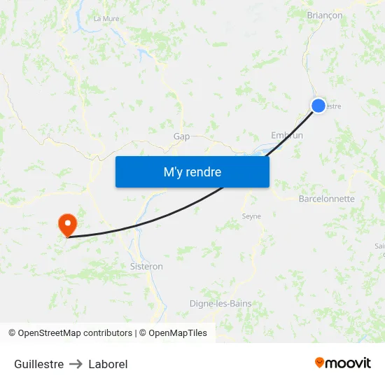 Guillestre to Laborel map