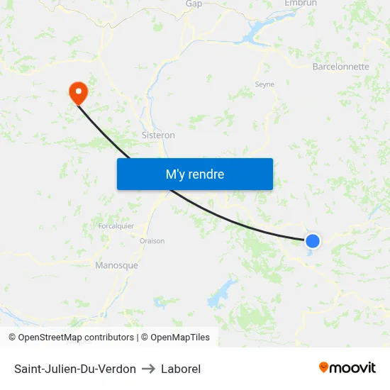 Saint-Julien-Du-Verdon to Laborel map