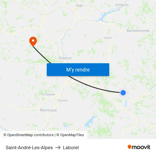 Saint-André-Les-Alpes to Laborel map