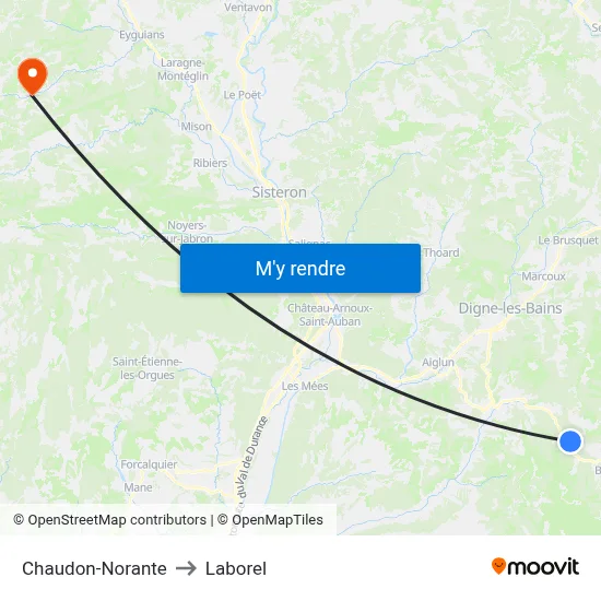 Chaudon-Norante to Laborel map