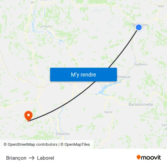 Briançon to Laborel map