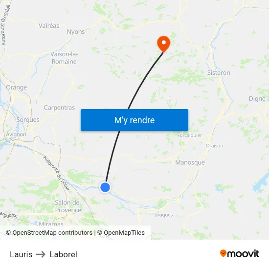 Lauris to Laborel map
