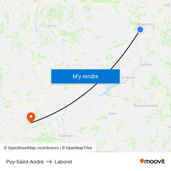 Puy-Saint-André to Laborel map