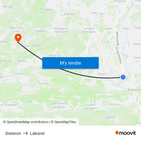 Sisteron to Laborel map