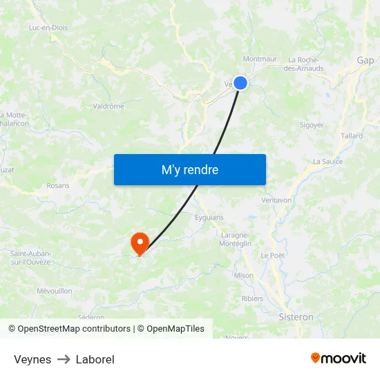 Veynes to Laborel map