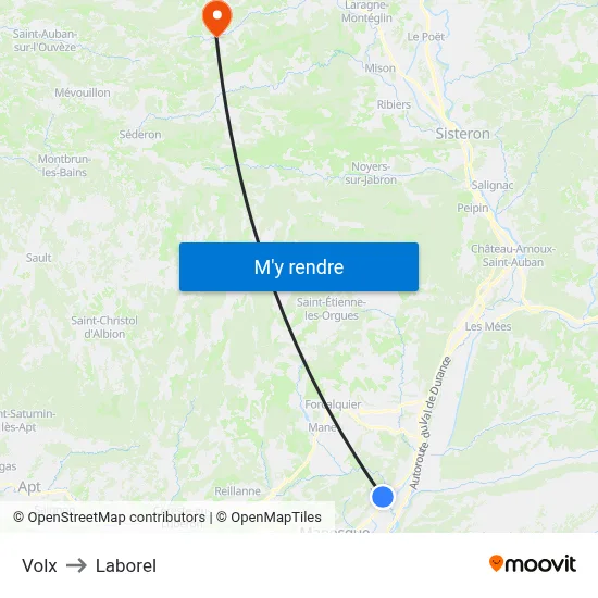 Volx to Laborel map