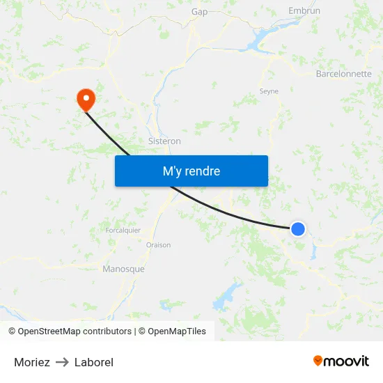 Moriez to Laborel map