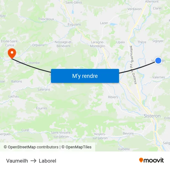Vaumeilh to Laborel map