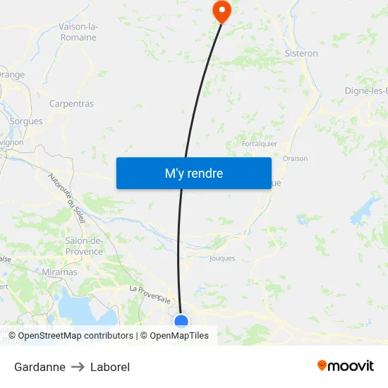 Gardanne to Laborel map