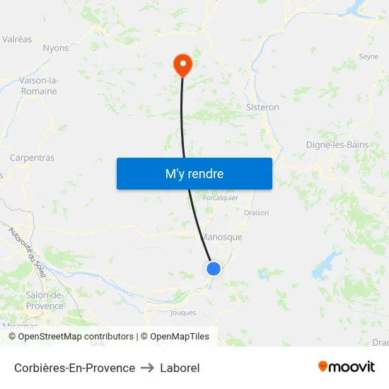 Corbières-En-Provence to Laborel map