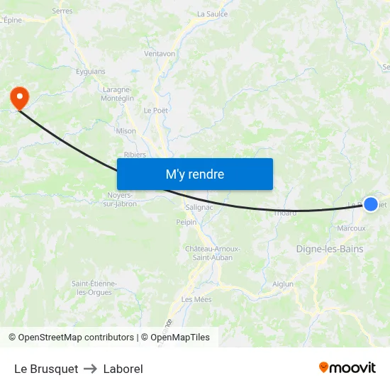 Le Brusquet to Laborel map