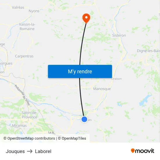 Jouques to Laborel map