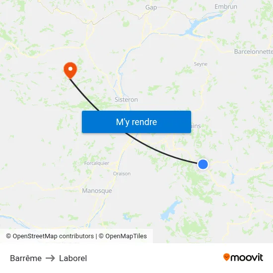 Barrême to Laborel map