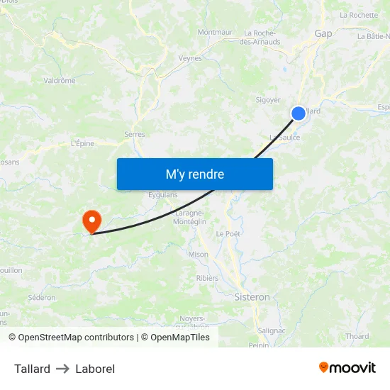 Tallard to Laborel map