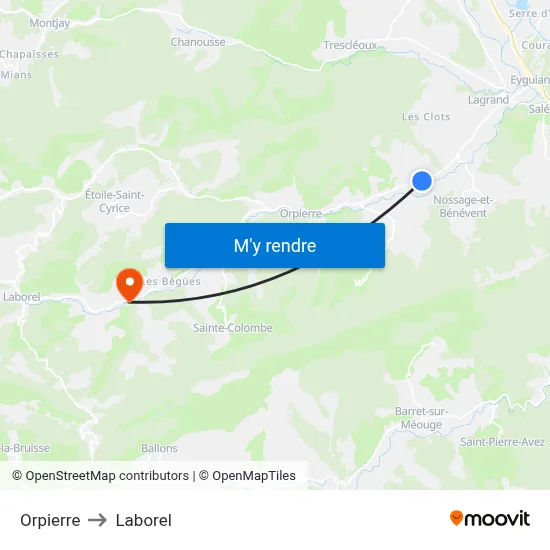 Orpierre to Laborel map