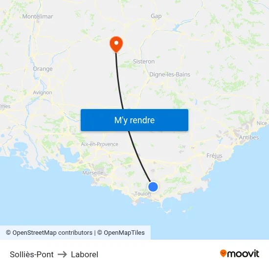 Solliès-Pont to Laborel map