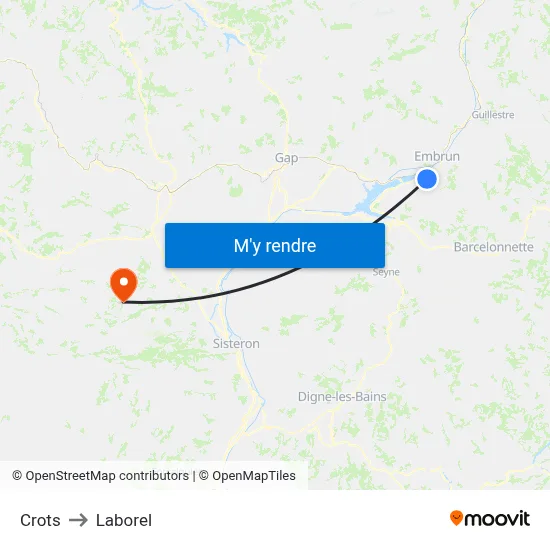 Crots to Laborel map