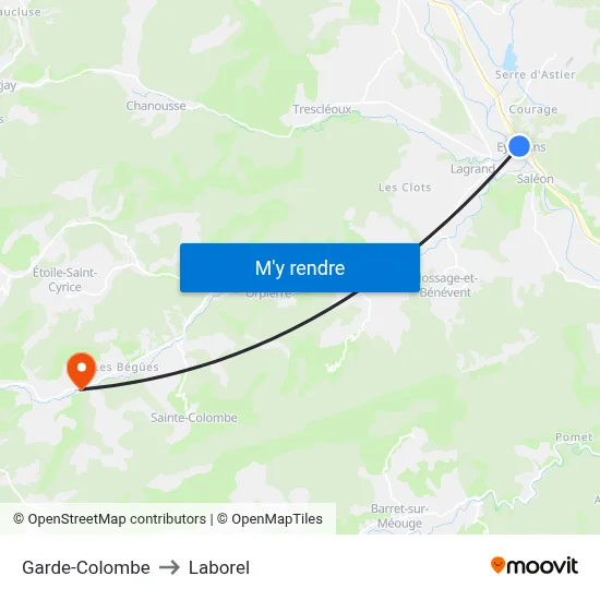 Garde-Colombe to Laborel map