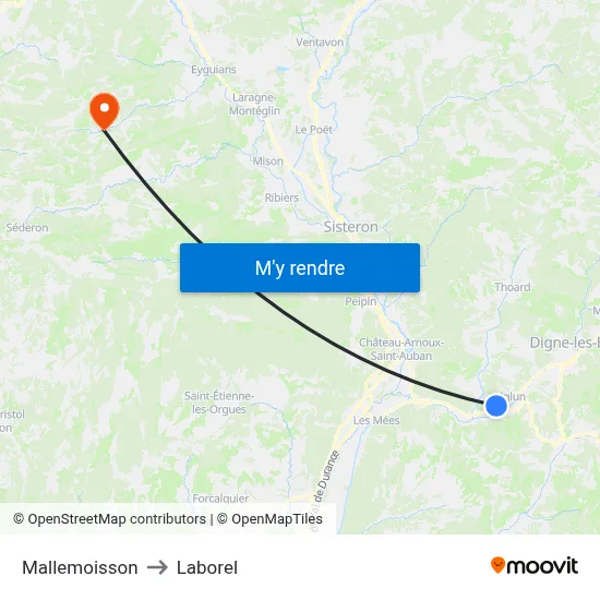 Mallemoisson to Laborel map