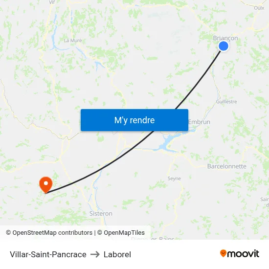 Villar-Saint-Pancrace to Laborel map