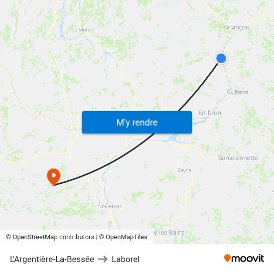 L'Argentière-La-Bessée to Laborel map