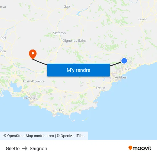 Gilette to Saignon map