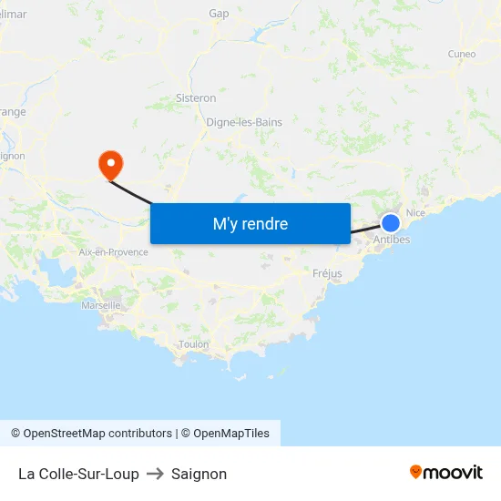 La Colle-Sur-Loup to Saignon map