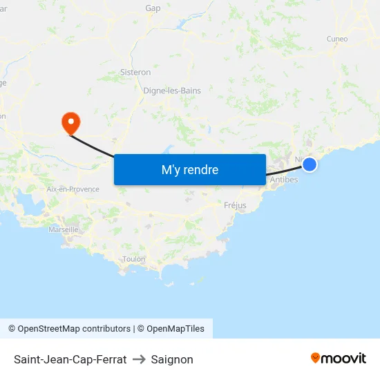 Saint-Jean-Cap-Ferrat to Saignon map