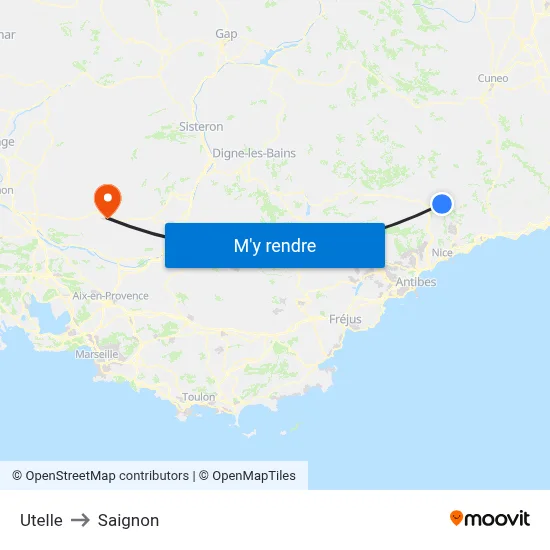 Utelle to Saignon map