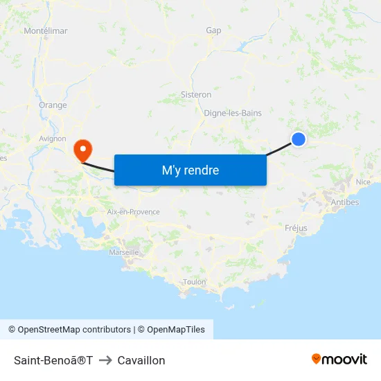 Saint-Benoã®T to Cavaillon map