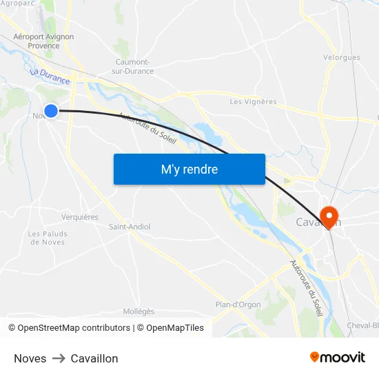 Noves to Cavaillon map