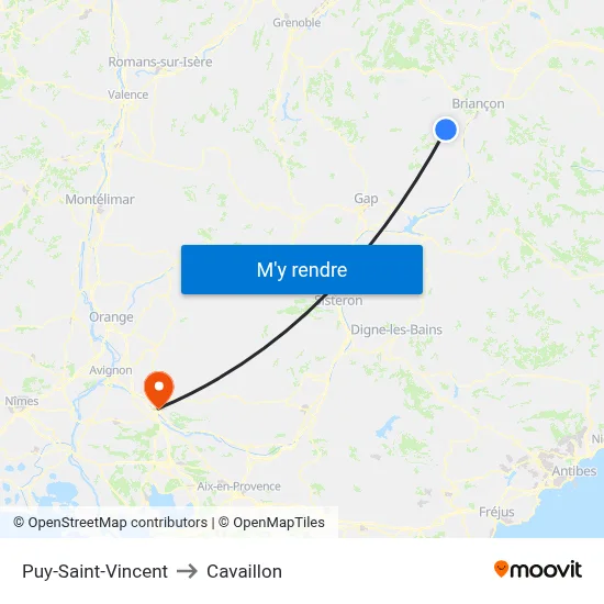 Puy-Saint-Vincent to Cavaillon map