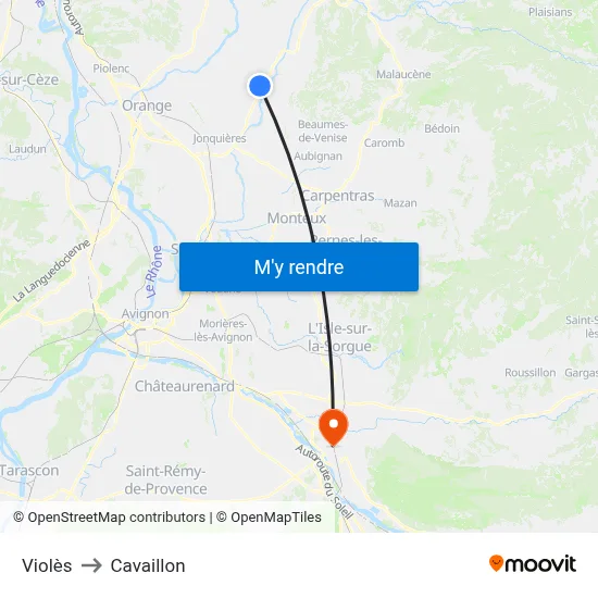 Violès to Cavaillon map