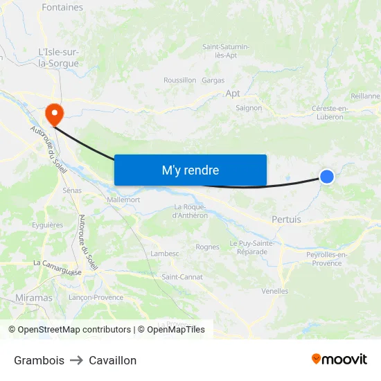 Grambois to Cavaillon map