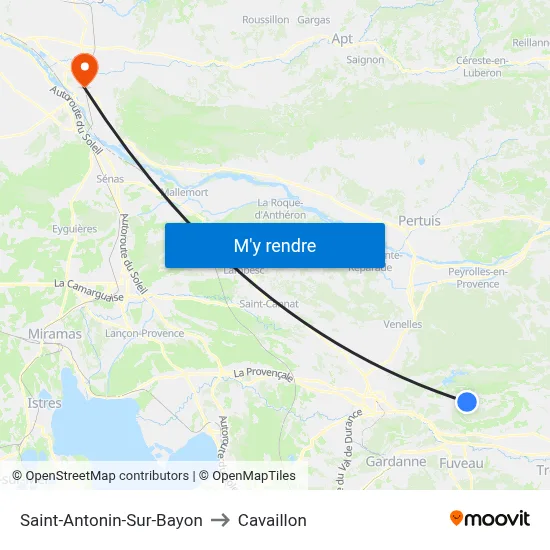 Saint-Antonin-Sur-Bayon to Cavaillon map