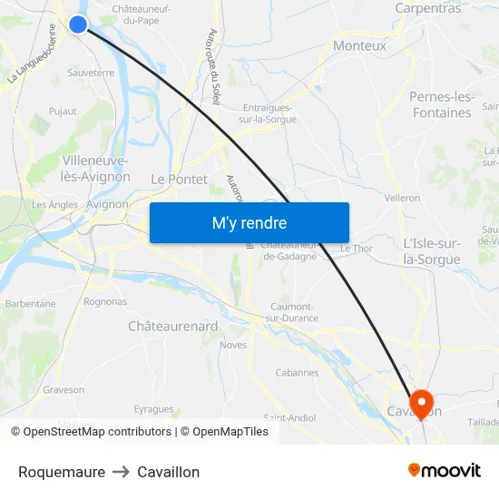 Roquemaure to Cavaillon map
