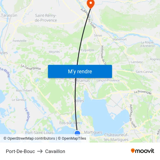Port-De-Bouc to Cavaillon map