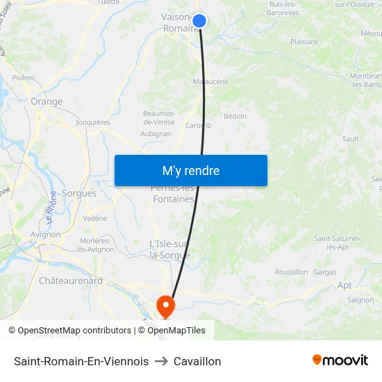 Saint-Romain-En-Viennois to Cavaillon map