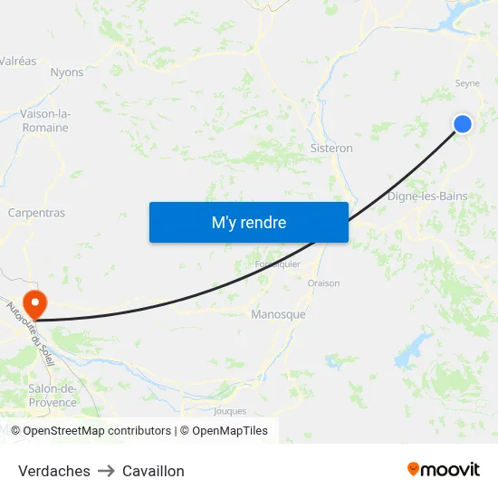 Verdaches to Cavaillon map
