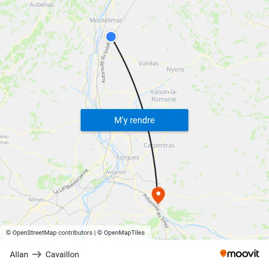 Allan to Cavaillon map