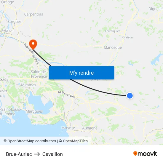 Brue-Auriac to Cavaillon map