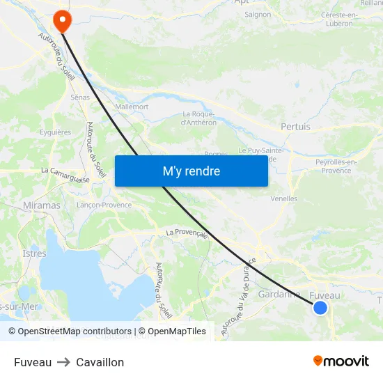 Fuveau to Cavaillon map