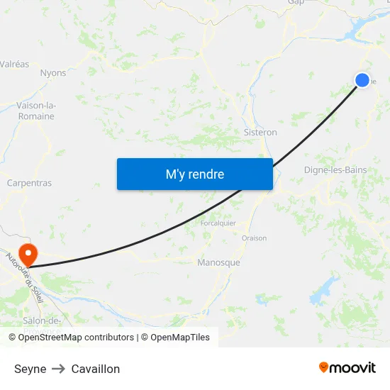 Seyne to Cavaillon map