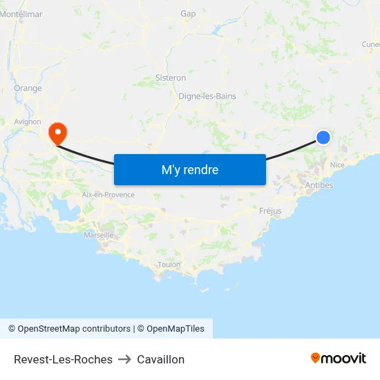 Revest-Les-Roches to Cavaillon map